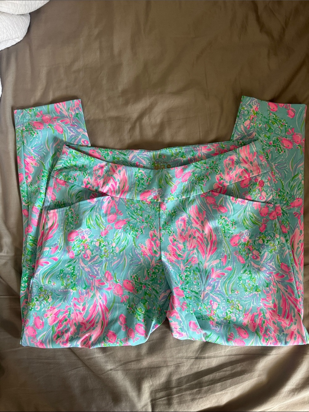 Lilly Pulitzer Mint Green and Hot Pink Floral Corso Pants - Picture 3 of 3
